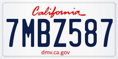 CA license plate 7MBZ587