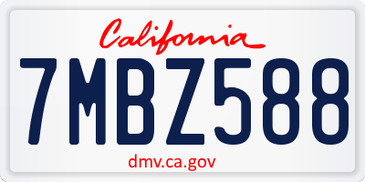 CA license plate 7MBZ588