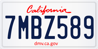 CA license plate 7MBZ589