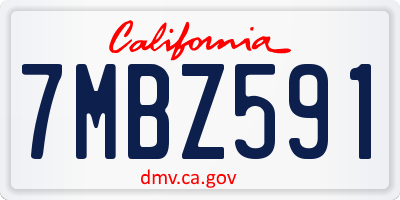 CA license plate 7MBZ591