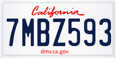 CA license plate 7MBZ593