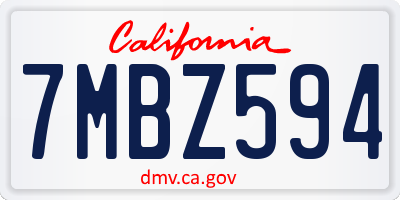 CA license plate 7MBZ594