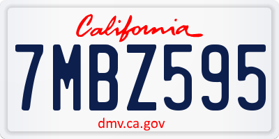 CA license plate 7MBZ595