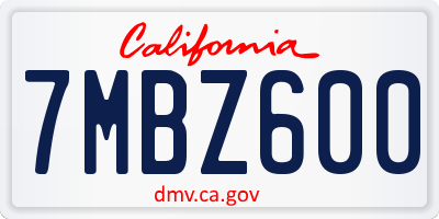 CA license plate 7MBZ600