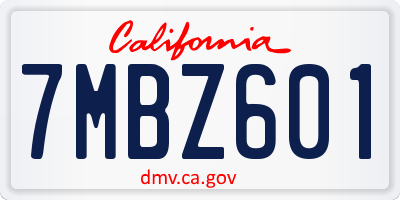 CA license plate 7MBZ601