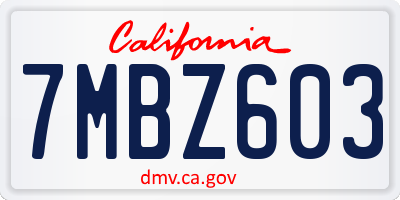 CA license plate 7MBZ603