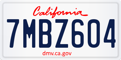 CA license plate 7MBZ604