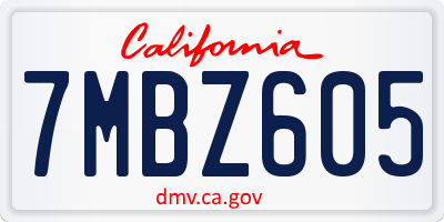 CA license plate 7MBZ605