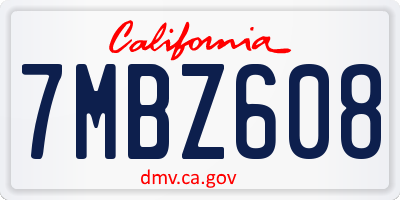 CA license plate 7MBZ608