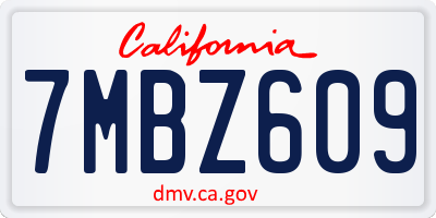 CA license plate 7MBZ609