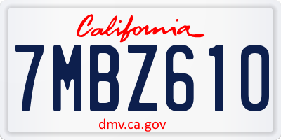 CA license plate 7MBZ610