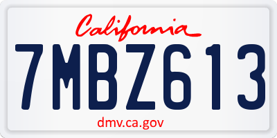 CA license plate 7MBZ613
