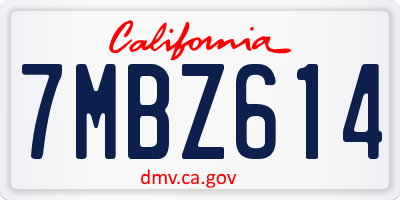 CA license plate 7MBZ614