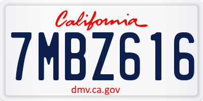 CA license plate 7MBZ616