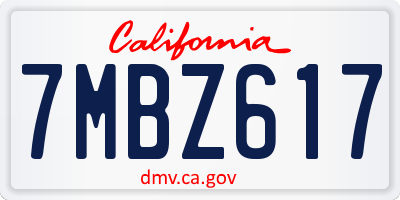 CA license plate 7MBZ617