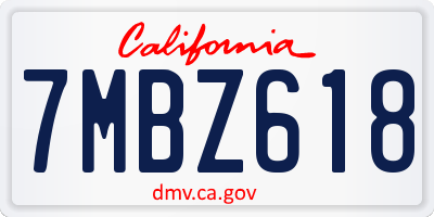 CA license plate 7MBZ618