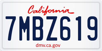 CA license plate 7MBZ619