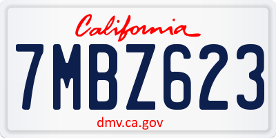 CA license plate 7MBZ623