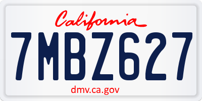 CA license plate 7MBZ627