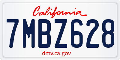CA license plate 7MBZ628