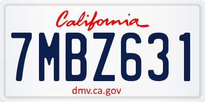 CA license plate 7MBZ631