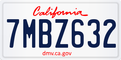 CA license plate 7MBZ632