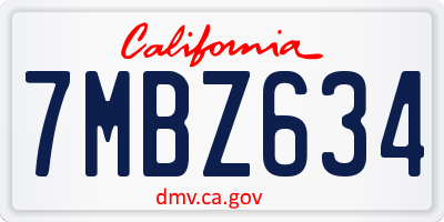 CA license plate 7MBZ634