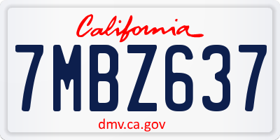 CA license plate 7MBZ637