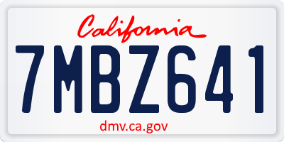 CA license plate 7MBZ641