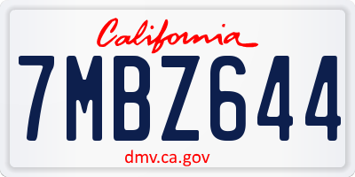 CA license plate 7MBZ644