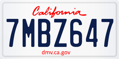 CA license plate 7MBZ647