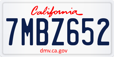 CA license plate 7MBZ652