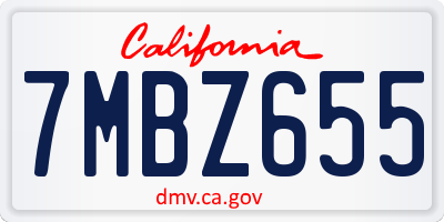 CA license plate 7MBZ655