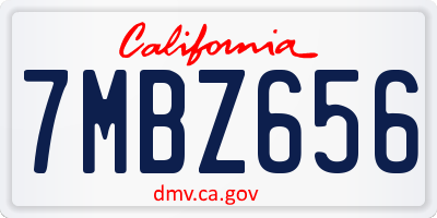 CA license plate 7MBZ656