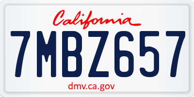 CA license plate 7MBZ657