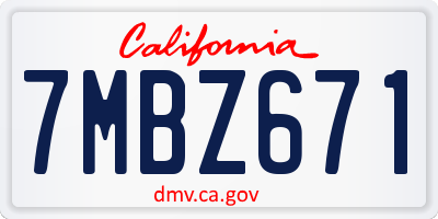 CA license plate 7MBZ671