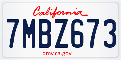 CA license plate 7MBZ673