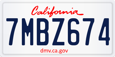 CA license plate 7MBZ674