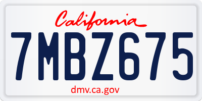 CA license plate 7MBZ675