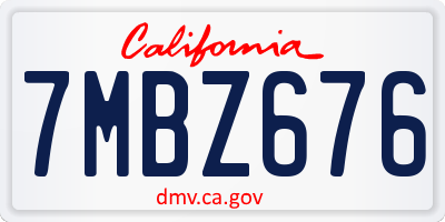 CA license plate 7MBZ676