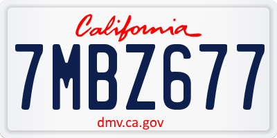 CA license plate 7MBZ677