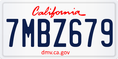 CA license plate 7MBZ679