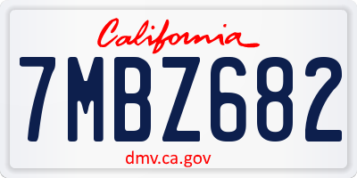 CA license plate 7MBZ682