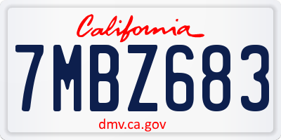 CA license plate 7MBZ683