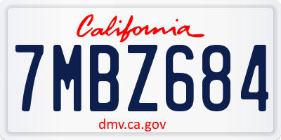 CA license plate 7MBZ684