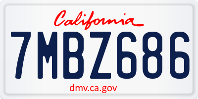 CA license plate 7MBZ686