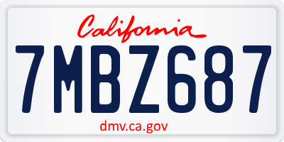 CA license plate 7MBZ687