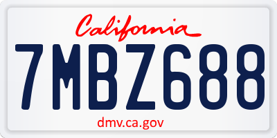 CA license plate 7MBZ688