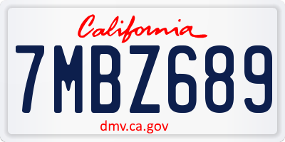 CA license plate 7MBZ689