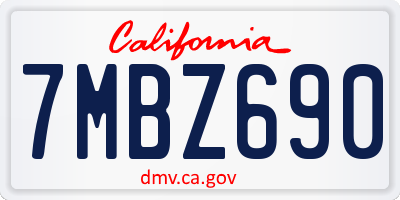 CA license plate 7MBZ690